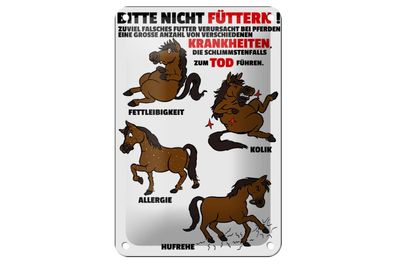 Blechschild 18 x 12 cm Bitte nicht füttern Pferd werden krank