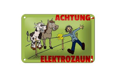 Blechschild 18 x 12 cm Tiere Achtung Elektrozaun