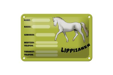 Blechschild 18 x 12 cm Pferd Lippizaner Angaben Name Besitzer