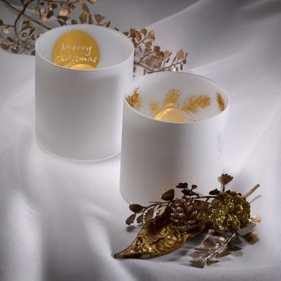 Windlicht weiß Kerzenhalter Silva 410 ml Kristallglas für Weihnachten