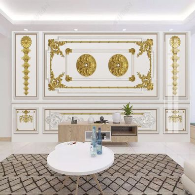 Vlies Fototapete Wandtapete Wandbilder Stil mit Goldenen Schnitzereien 9746