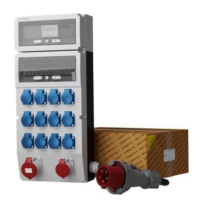 Gesicherte Baustromverteiler 32A 16A 12x230V mit MID Energieverbrauchszähler Kabel