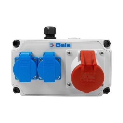 Baustromverteiler 2x16A 230V Schuko 1x16A CEE IP44 BALS ohne Sicherungen