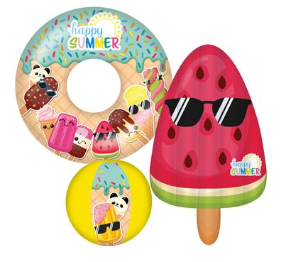 Happy People - Happy Summer 3er Strandset Wasserball, Schwimmring & Luftmatratze