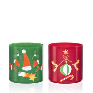 Glühweingläser Becher Kerzenhalter Tasse Nicolaus 410 ml Grün Rot Kristallglas