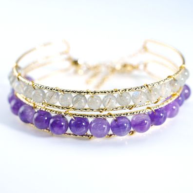 Armband Damen Amethyst Labradorit Edelstein Schmuck handgefertigt Geschenk für sie