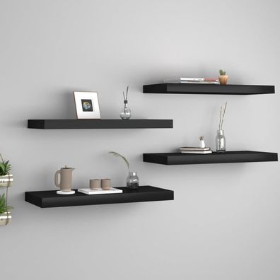 vidaXL Schweberegale 4 Stk. Schwarz 60x23,5x3,8cm MDF