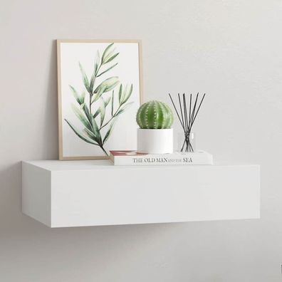 vidaXL Wandregal mit Schublade Weiß 40x23,5x10 cm MDF