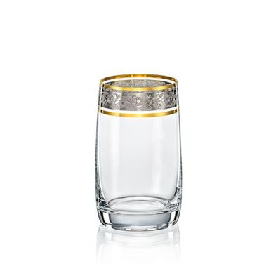 Longdrinks Exclusive Ideal Gold Platin 250 ml 6er Set Kristallglas Bohemia