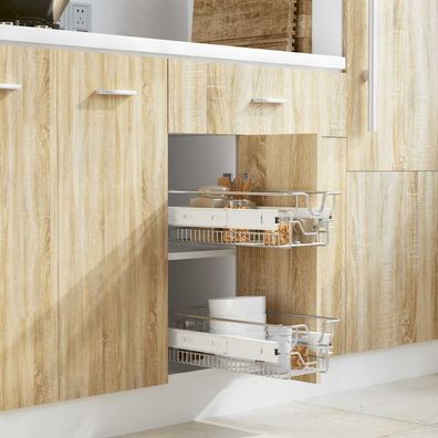 vidaXL Einbauschublade Korbauszug 2 Stk. Silbern 300 mm