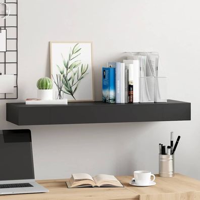 vidaXL Schweberegal mit Schublade Schwarz 80x25x8 cm