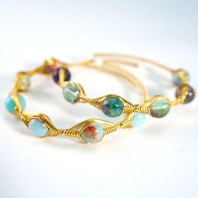 Armband Damen Shoushan Edelstein Naturstein handgefertigt vergoldet 14 K Geschenk