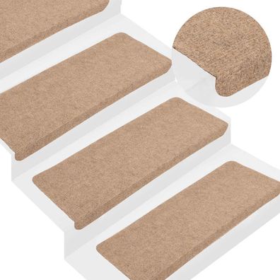 vidaXL Stufenmatten Selbstklebend 15 Stk. 65x24,5x3,5 cm Beige