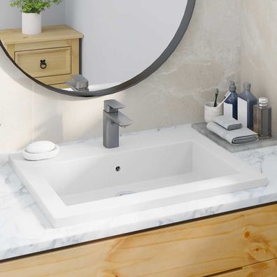 vidaXL Granitbecken 600×450×120 mm Weiß
