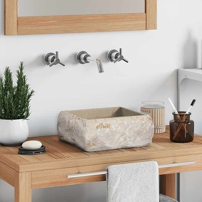 vidaXL Waschbecken Creme 30x30x13 cm Marmor