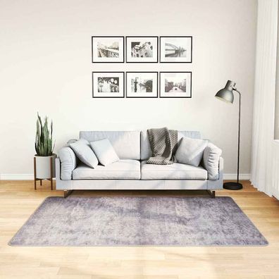 vidaXL Teppich Waschbar Grau 120x180 cm Rutschfest
