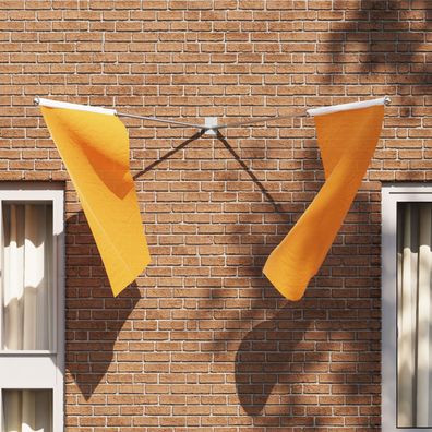 vidaXL Flaggenhalter für 2 Flaggen Wandmontage Silbern Stahl