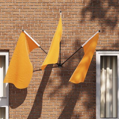 vidaXL Flaggenhalter für 3 Flaggen Wandmontage Schwarz Stahl