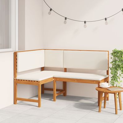 vidaXL Garten-Eckbank mit Kissen 140x100x91 cm Massivholz Akazie
