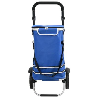 vidaXL Einkaufstrolley mit Rädern und Verstellbarem Griff Blau 40 L
