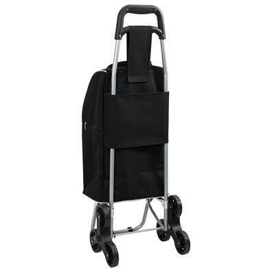 vidaXL Einkaufstrolley mit Treppensteiger Schwarz 38 L