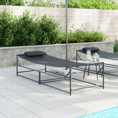 vidaXL Gartenliege Anthrazit 200x74x73 cm Stahl und Textilene