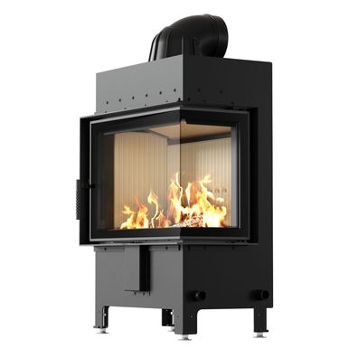 Kamineinsatz aus Stahl KRATKI LUCY rechts 12 kW Ø 200