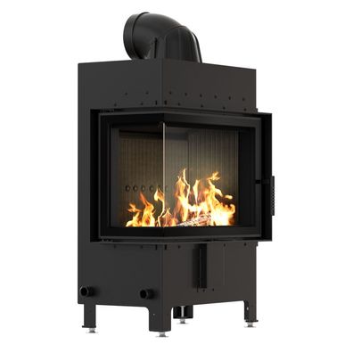 Kamineinsatz aus Stahl KRATKI LUCY links 12 kW Ø 200 schwarz Verkleidung