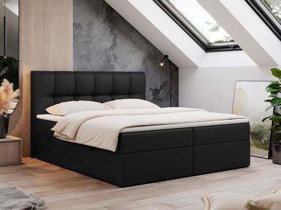 Boxspringbett mit Bettkasten, Bett mit Multipocket - Matratze und Topper - RICO