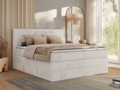 Doppelbett Boxspringbett mit Multipocket-Matratzen und Bettkasten Cord - Tiliano KING