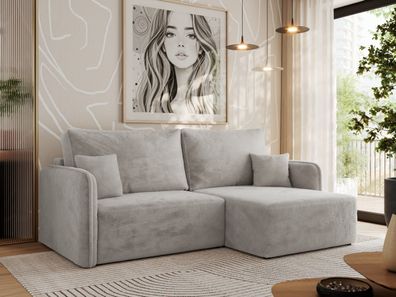 Ecksofa fér Wohnzimmer, Schlaffunktion und Bettkästen, Wellenfeder am Sitz - MESTO L