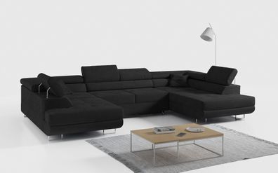 Ecksofa Wohnzimmer - Wohnlandschaft - U-Form Couch mit Schlaffunktion - GUSTAW U