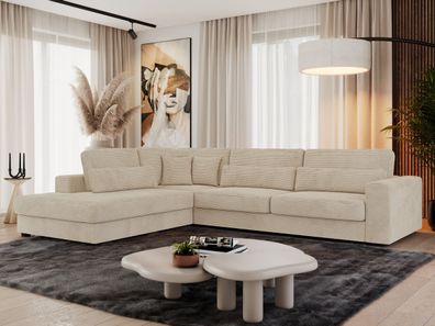 L-form Ecksofa mit lose Kissen und Schwarze Beine, fér Wohnzimmer - SAVONA L