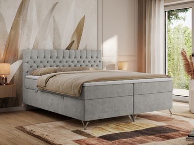 Polsterbett Grimaldi, dekorativem Kopfteil, Boxspringbett Multipocket-Matratze