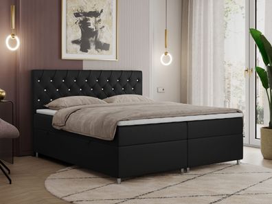 Polsterbett mit Kopfteil, Boxspringbett ROMA, Doppelbett mit Matratze und Topper