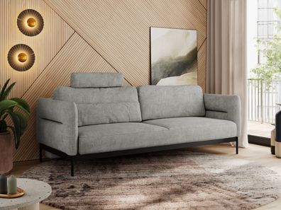 Sofa 3 Sitzer, schlaffunktion, Metallgestell Couch, mobile Kopfstétze - Salento