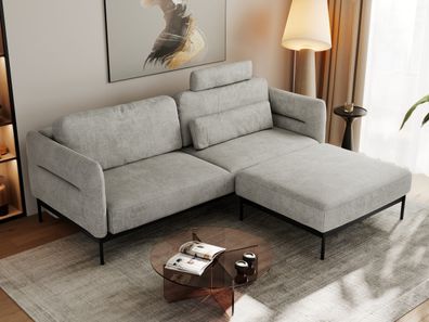 Sofa mit Schlaffunktion im Loft-Stil, Armlehnen, Schwarze Metallbeine - Salento L