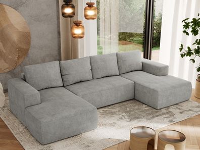 U-förmige Ecksofa mit Bettkasten und losen Kissen, universelles Couch - Trentino U