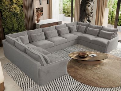 U-förmiges, modulares Ecksofa, 7-Sitzer, Wohnlandschaft, losen Kissen - VERSO U 9M