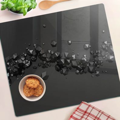 Tulup Schneidebrett 3D-Würfel, Schwarz Schneidebrett Bedrucken Glasschneidebretter