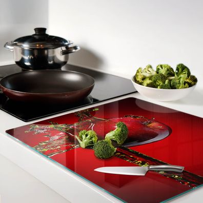 Tulup Schneidebrett Apfel Und Wasser, Rot Glasschneidebrett Schneidebretter Glas Groß