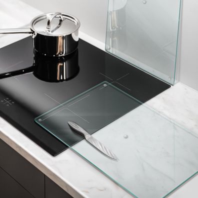 Tulup Glasschneidebrett Transparent Rechteckig, Schneidebrett Aus Gehärtetem Glas