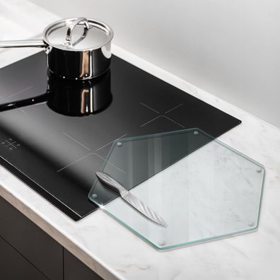 Tulup Glasschneidebrett Transparent Sechseckig 40 cm, Glasschneidebrett