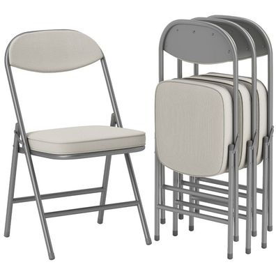 Klappstuhl 4er Set cremeweiß, gepolstert, faltbar, bis 120kg, für Büro & Camping