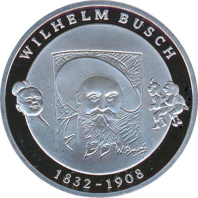 BRD 10 Euro 2007 D PP Wilhelm Busch Silber*