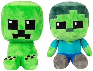 Steve & Creeper Plüschfiguren - 2er-Set je 24cm - Minecraft Style