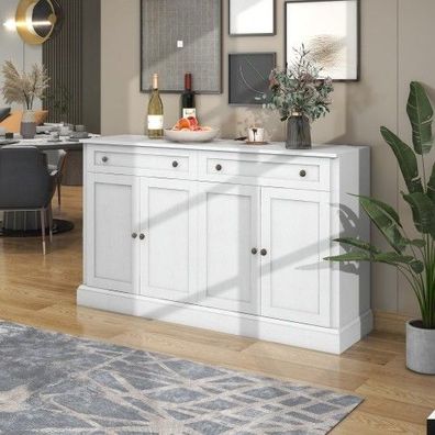Modernes Sideboard mit 4 Türen & 2 Schubladen - 150x40x86 cm, Antikweiß