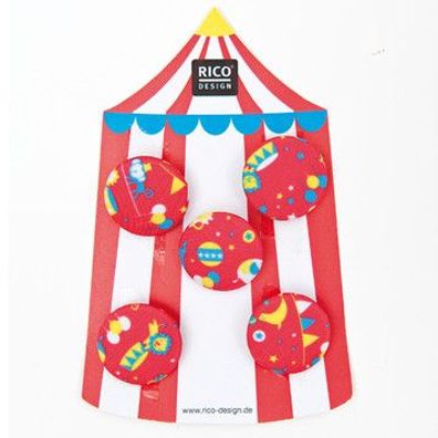 5 stoffbezogene Knöpfe aus Heft 144 "Circus