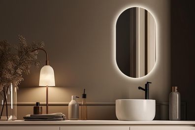 Tulup Spiegel Oval Beleuchtet - Warmweiß 3000K - Ovaler Schminkspiegel LED