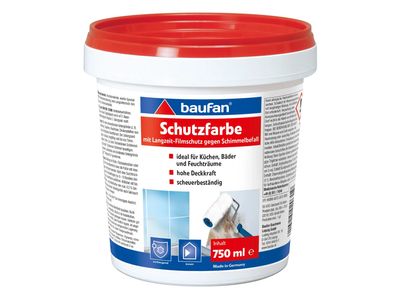 Baufan Schutzfarbe 750ml Weiß Matt Langzeit-Filmschutz gegen Schimmelbefall